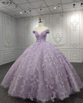Gorgeous A-line purple tutu off-the-shoulder floral dress with tail prom dress evening dress TP2575