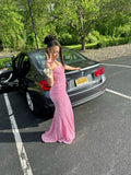 Sweetheart Pink Off Shoulder Mermaid Floor-length Prom Dress Evening Dress TP2598