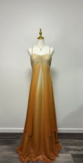 Vintage A-line Spaghetti Strap Beaded Chiffon Long Prom Dress Evening Dress TP2628