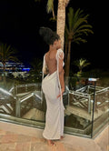 Sexy Backless Sleeveless White Mermaid Prom Dress Evening Dress TP2692