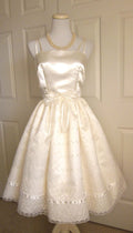 Ivory Lace Strap A-line Satin Short Birthday Party Dress Homecoming Dress TP2722