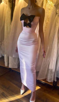 Unique Strapless Bow-Knot Sheath Sleeveless Prom Evening Formal Dress