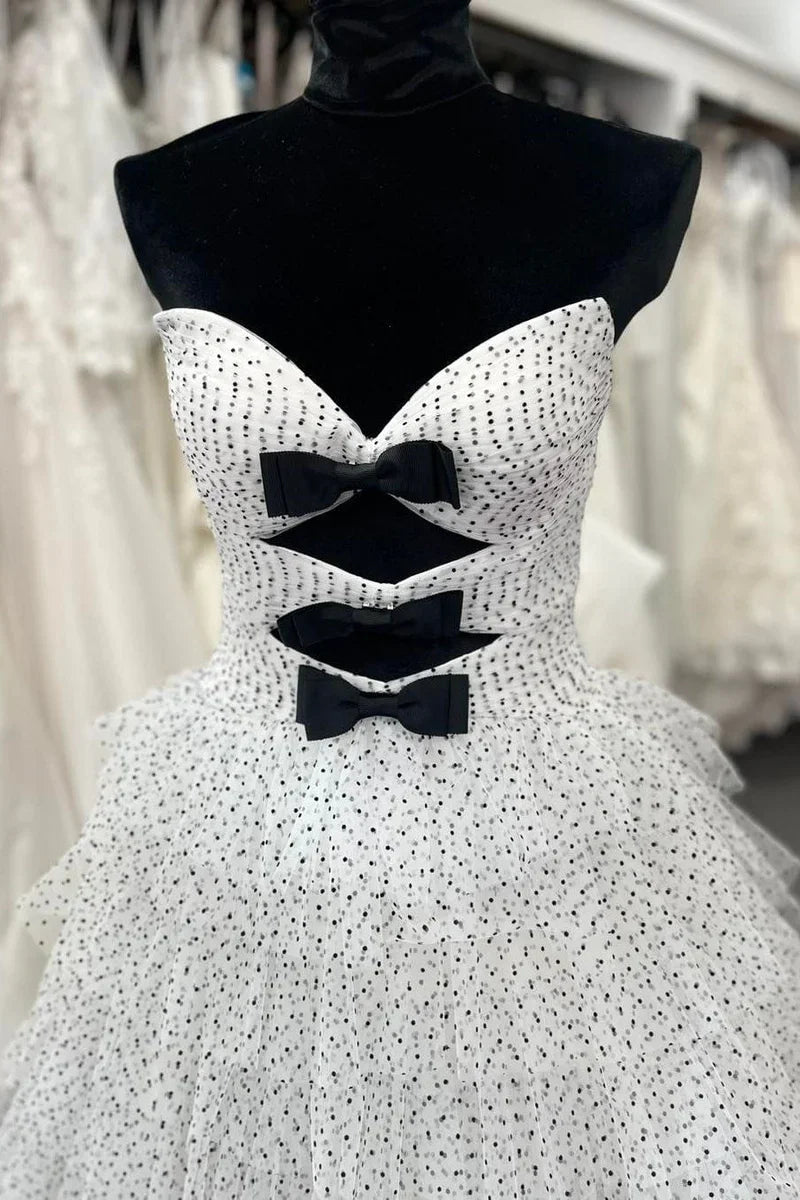 Tulle A-Line Sweetheart Strapless Empire Tiered Prom Dress