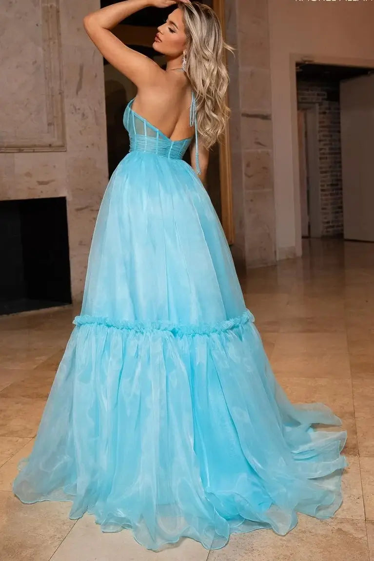 Tulle A-Line V-Neck Sleeveless Long Party Prom Dress