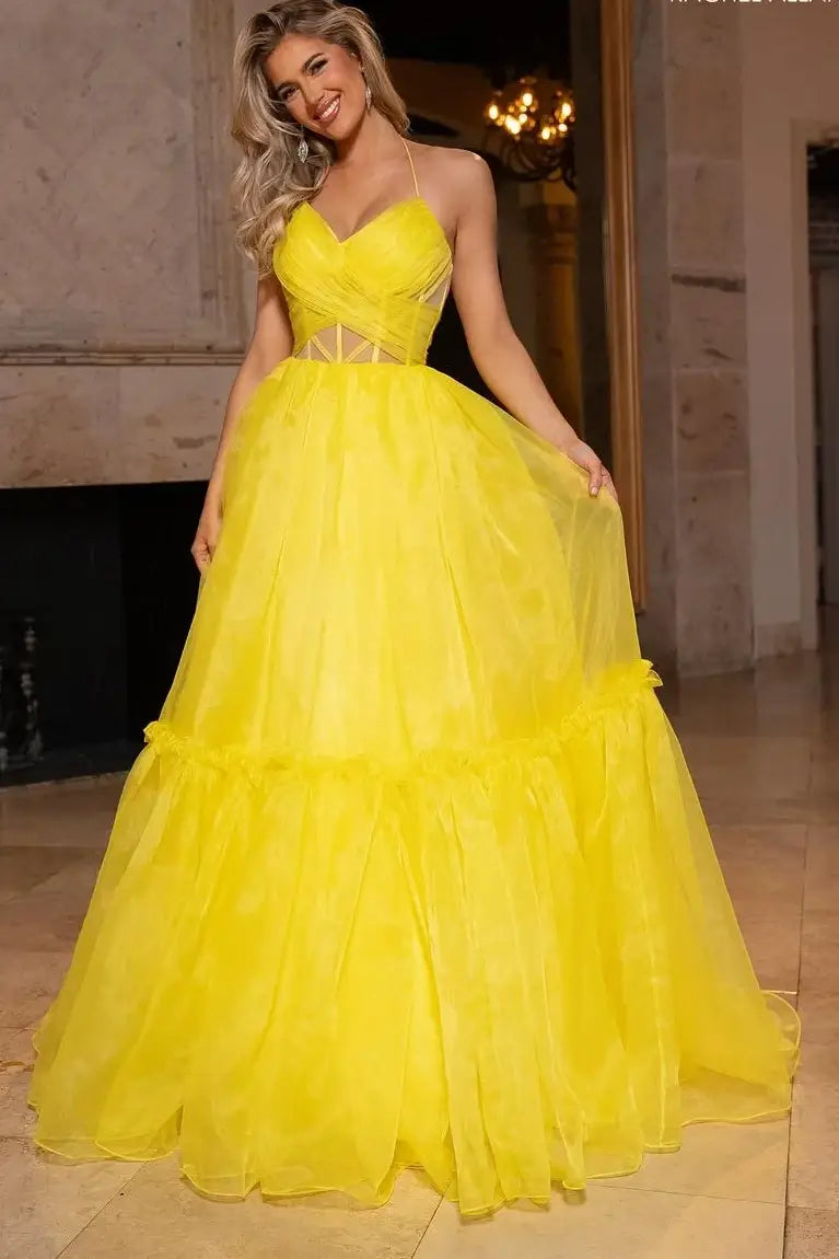 Tulle A-Line V-Neck Sleeveless Long Party Prom Dress