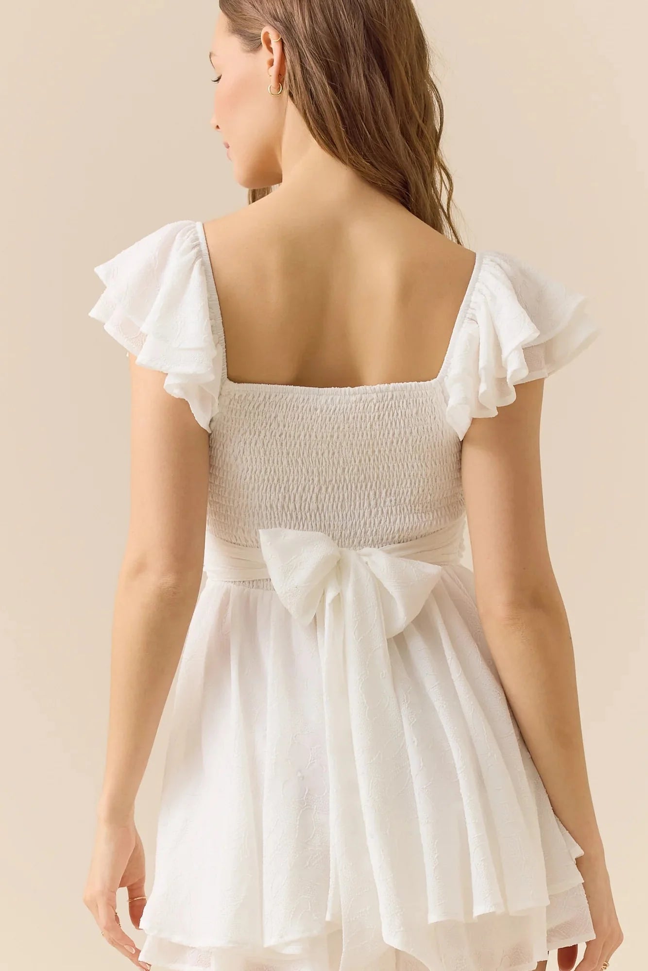V-Neck Ruffle Straps A-Line Empire Chiffon Tiered Short Graduation Dress