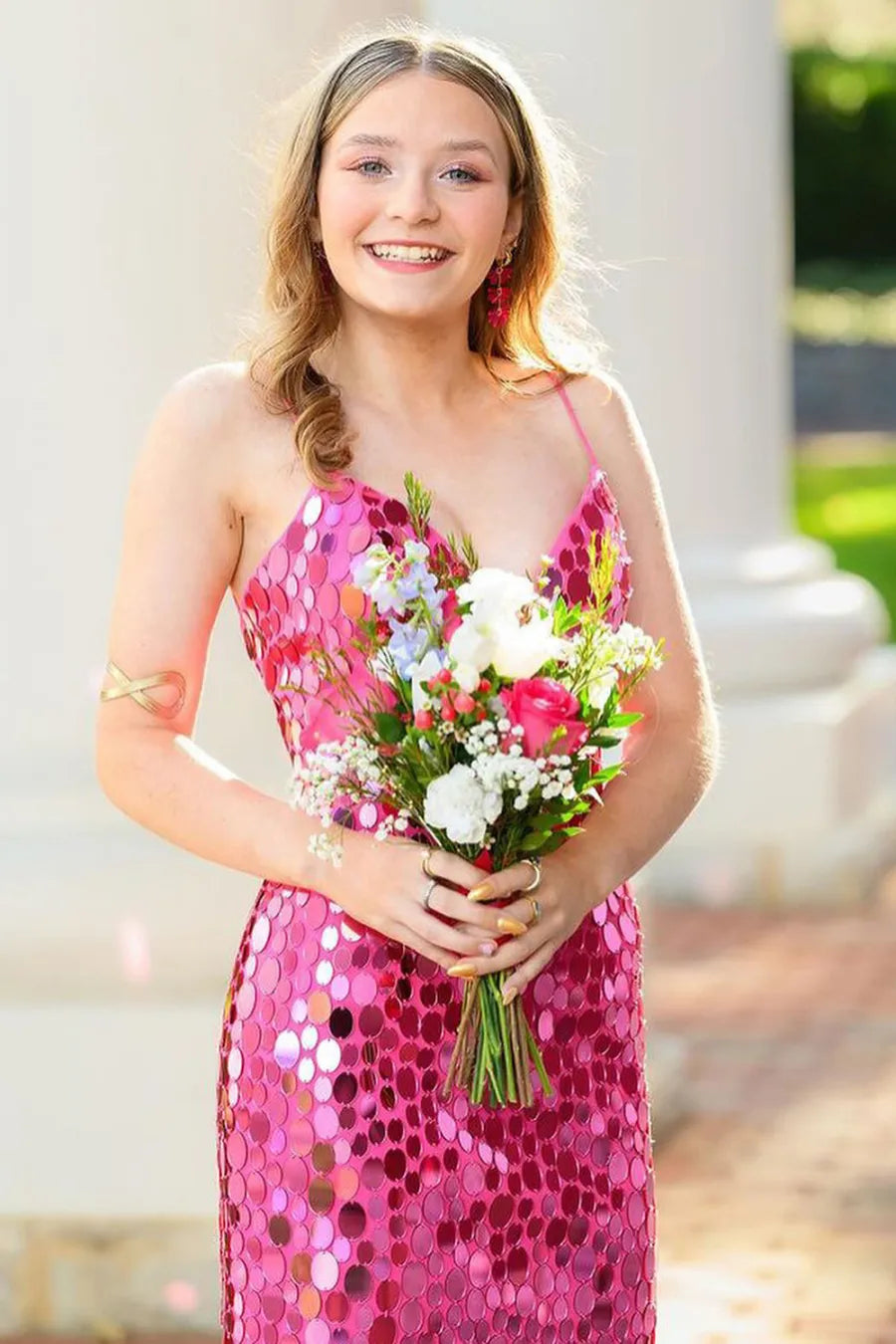 V-Neck Spaghetti Straps Mini Sparkly Homecoming Dress