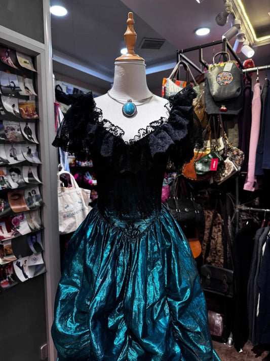 Black Turquoise Green Unique Fashion Retro Elegant Exquisite Long Prom Dress Evening Gown gh4213