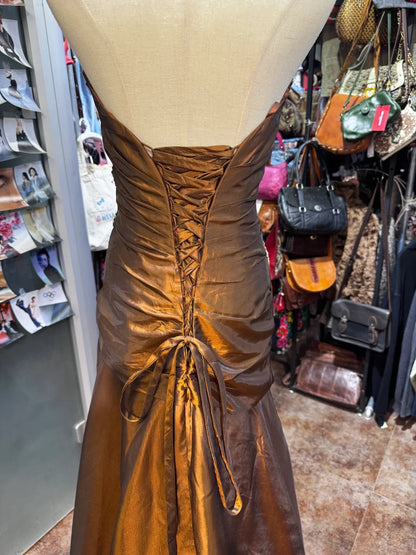Bronze Gold Beaded Unique Fashion Retro Elegant Exquisite Long Prom Dress Evening Gown gh4215