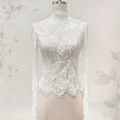 Gogerous Lace Wedding Jacket Long Sleeves White Ivory Bridal Bolero Wedding Dress