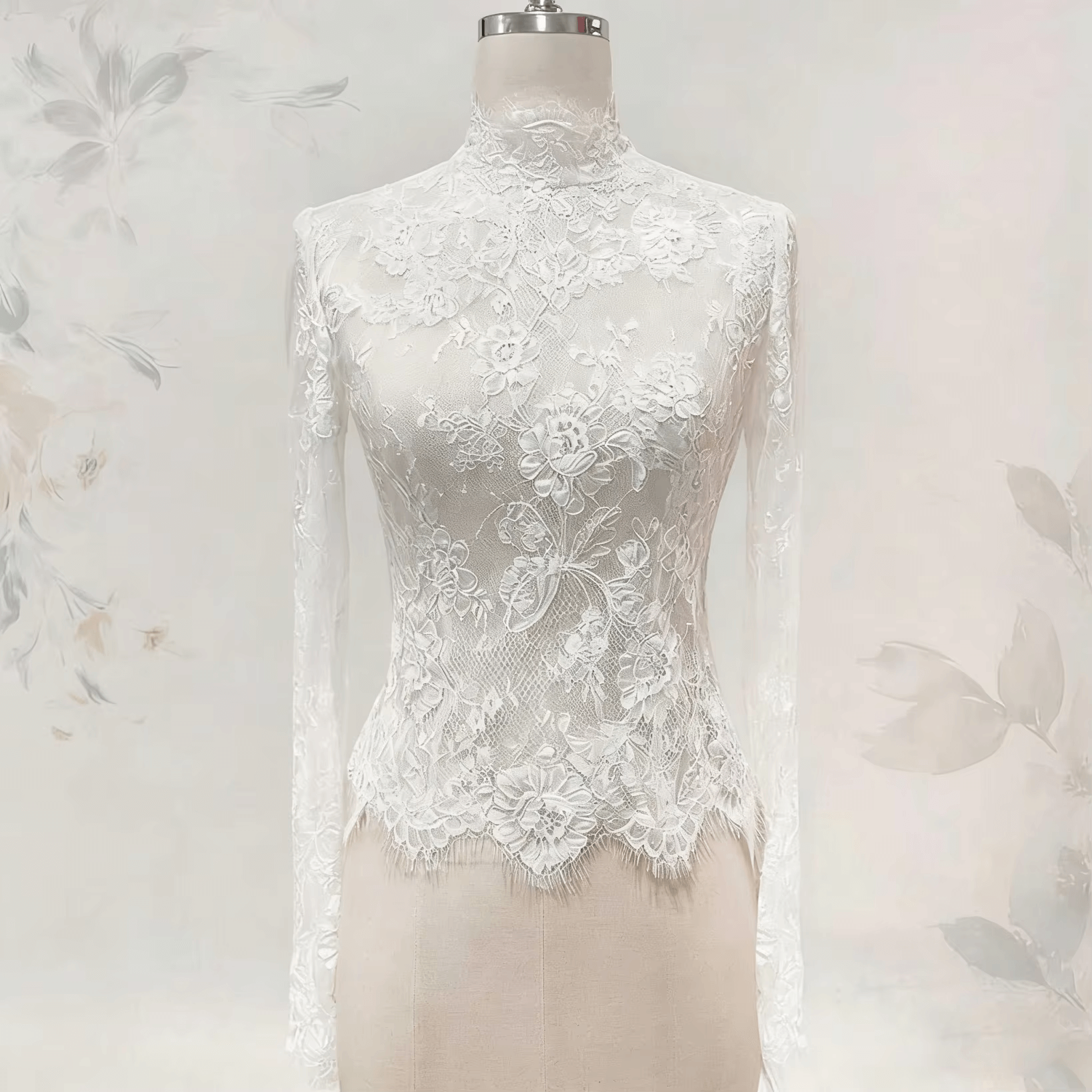 Gogerous Lace Wedding Jacket Long Sleeves White Ivory Bridal Bolero Wedding Dress
