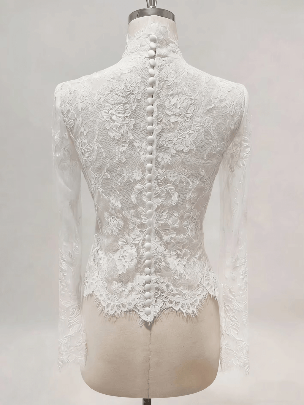Gogerous Lace Wedding Jacket Long Sleeves White Ivory Bridal Bolero Wedding Dress