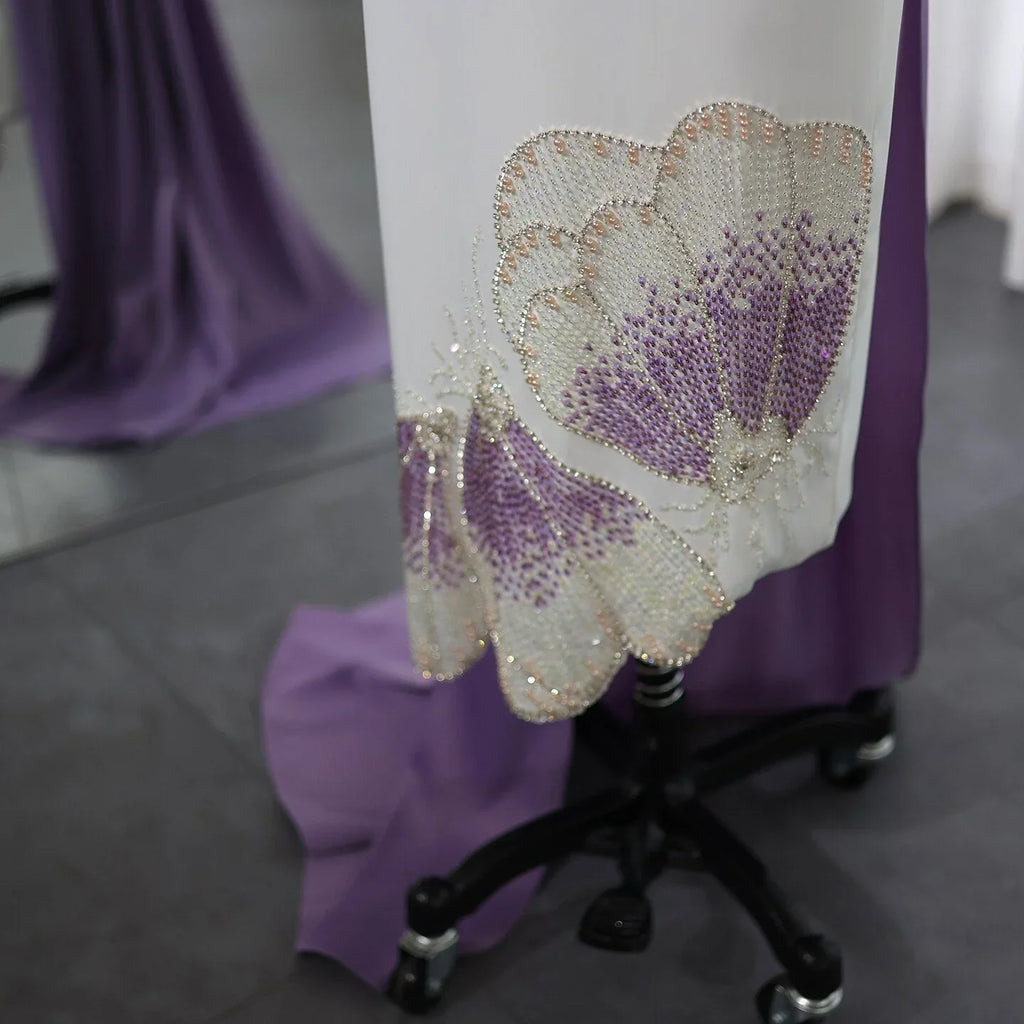 Vintage Butterfly Design Beaded One-shoulder Mermaid Long Prom Dress Evening Dress TP4567