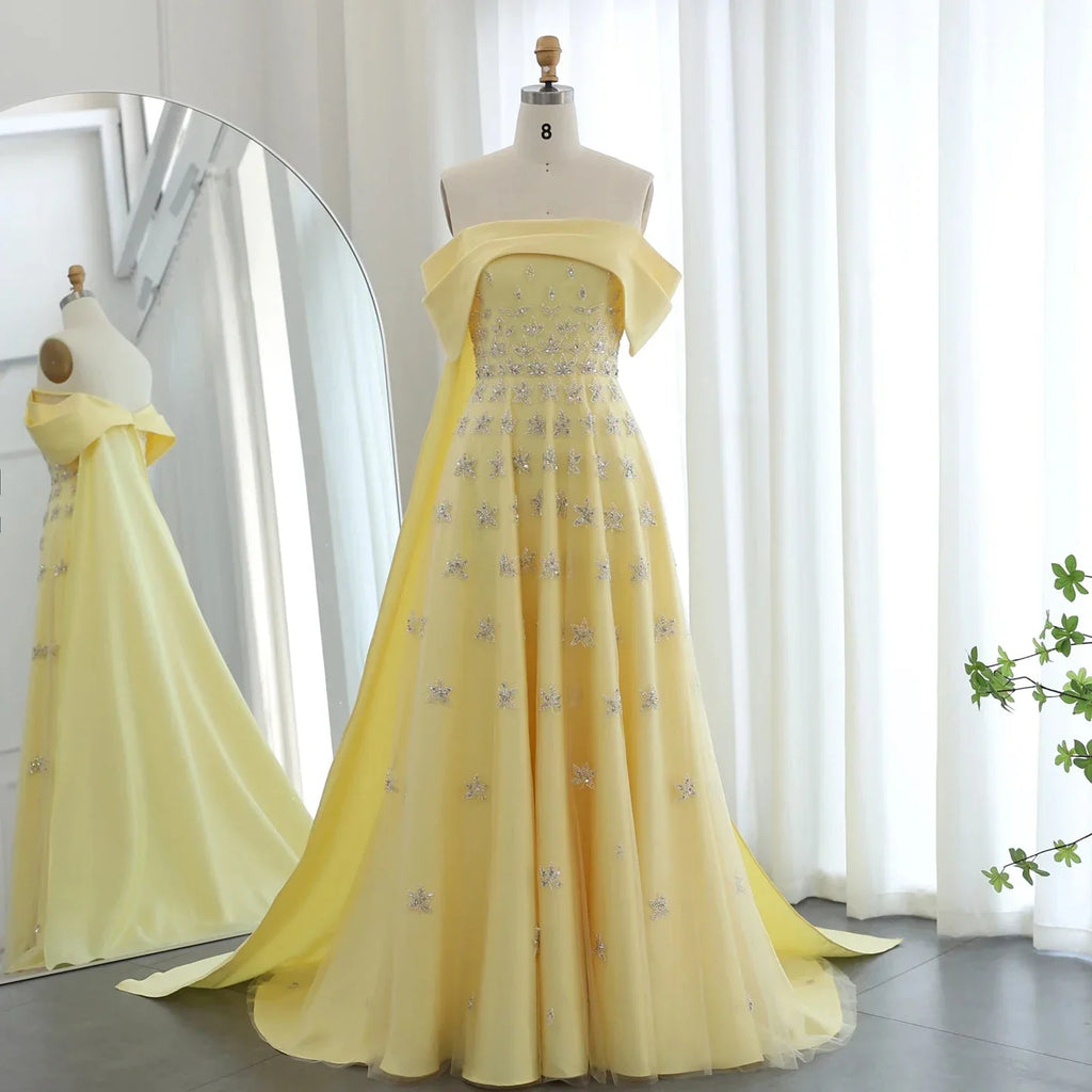 Gorgeous Sparkling Sequin Embroidery Off-the-shoulder A-Line Long Prom Dress Evening Dress TP4558