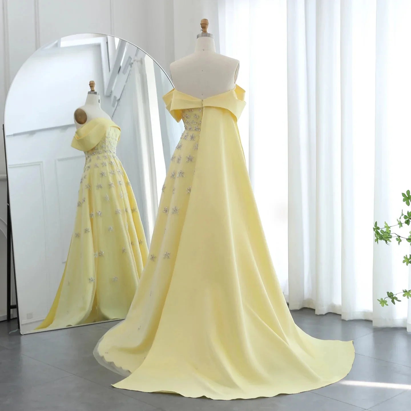 Gorgeous Sparkling Sequin Embroidery Off-the-shoulder A-Line Long Prom Dress Evening Dress TP4558