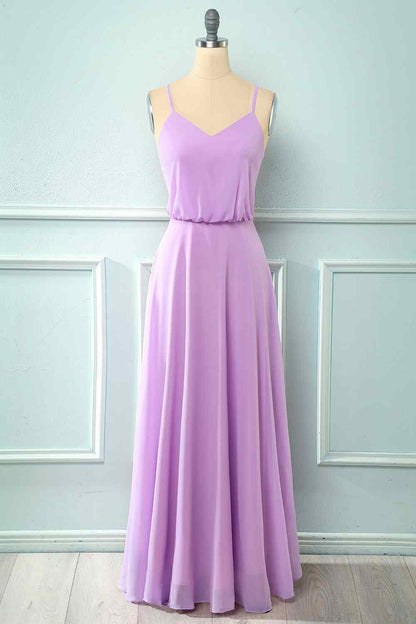 A-line Chiffon Crepe Long Bridesmaid Dress