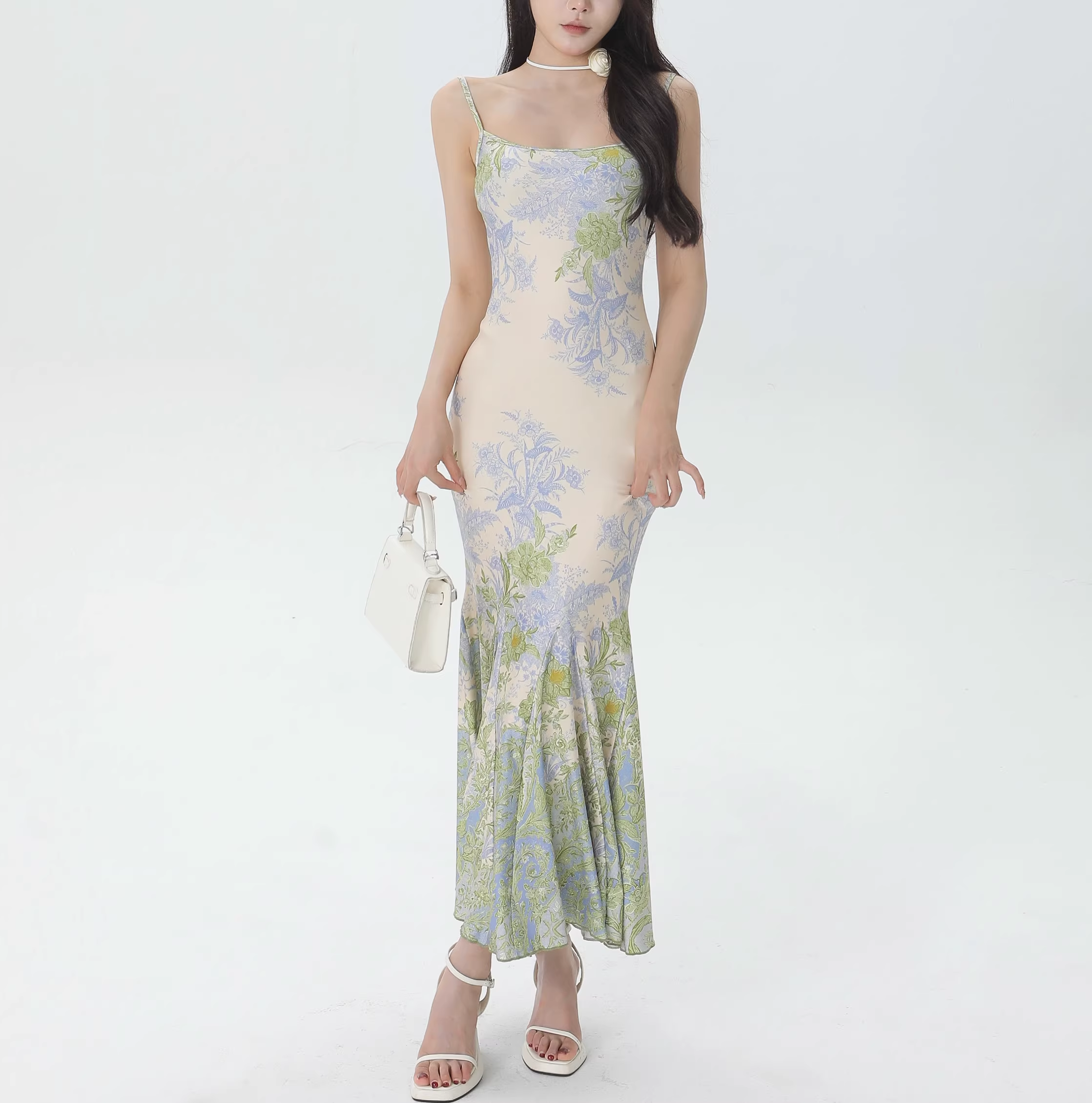 New Fashion Starry Sky Blue Spaghetti Strap Dress Elegant Banquet Dress TP2883