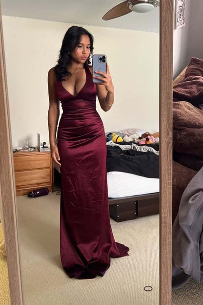 V-Neck Sleeveless Empire Lace Up Party Prom Dress