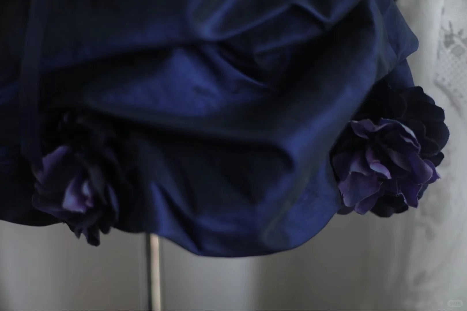 Dark blue irregular pleated short satin homecoming dress a-line princess dress birthday dress gh4376