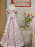 Vintage Pink Off-the-shoulder Prom Applique Beaded Evening Gown A-Line Party Dress Floor Length Formal Dress TP4894