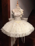 Vintage Beige 3D Flower Bow Design Lace Tulle Tiered Homecoming Dress TP3954