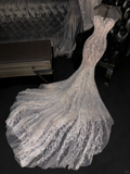 Vintage Sheer Lace Mermaid Beaded Sweetheart Evening Gown TP5396