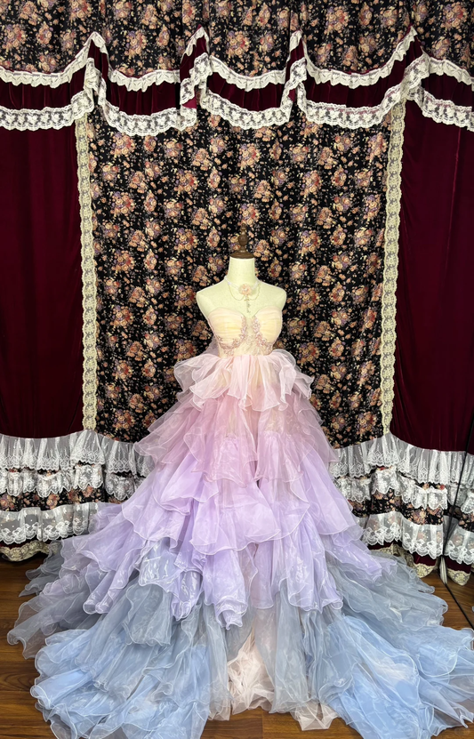 Vintage Colorful Sweetheart Tulle Beaded Quinceanera Dress Evening Ball Gown TP4267