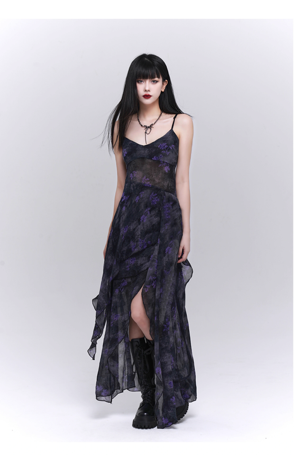 Fashion Design Sense Long Black Spaghetti Strap Dress TP2921