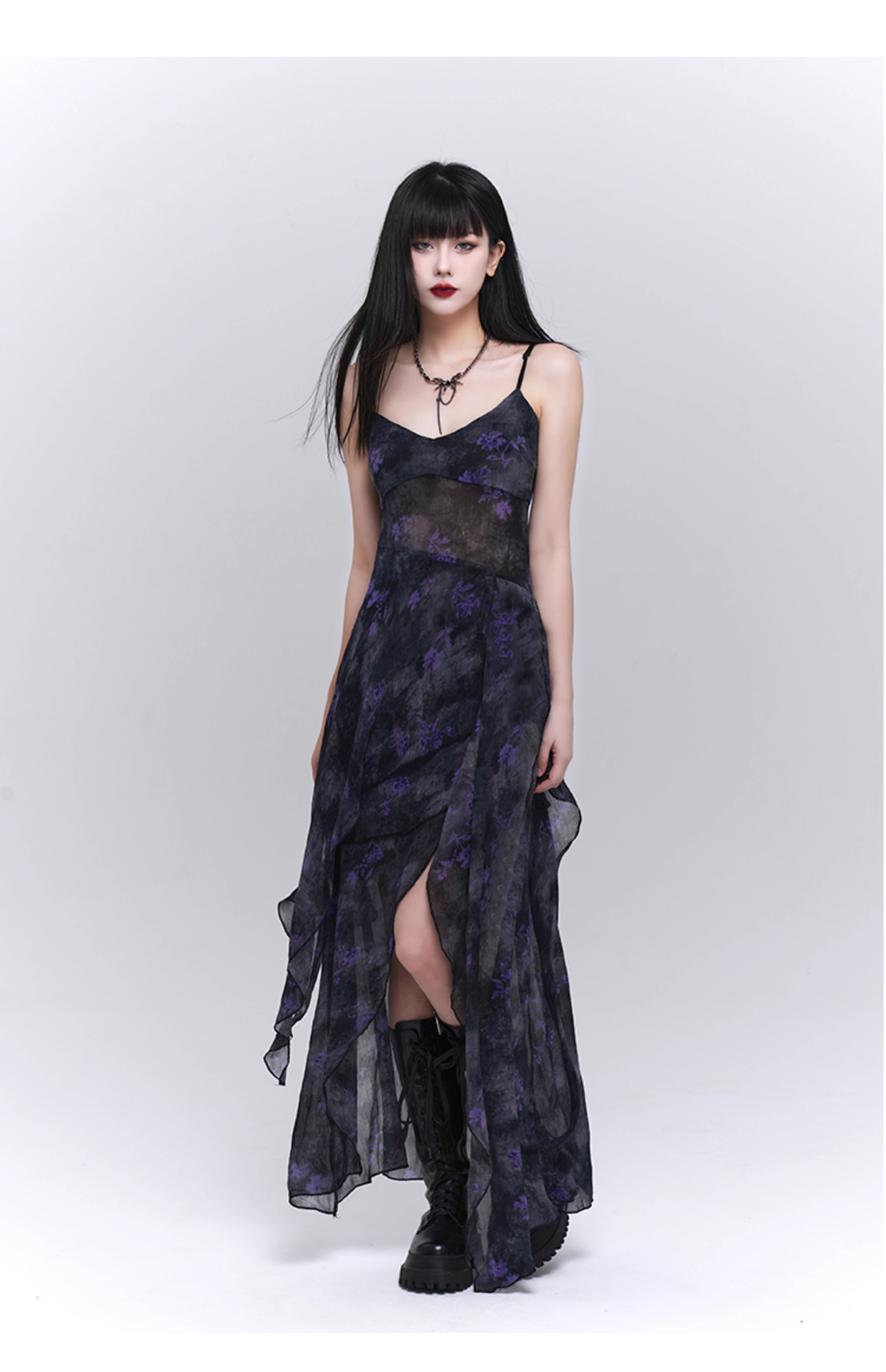 Fashion Design Sense Long Black Spaghetti Strap Dress TP2921