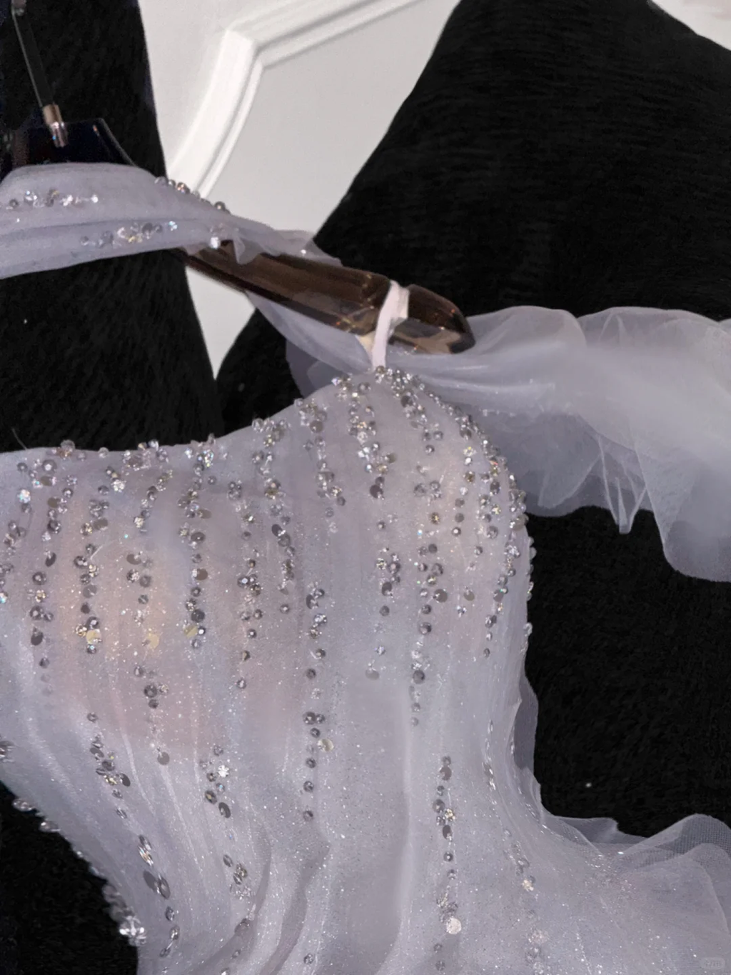 Fashion Sparkling White Beaded Sequin Mermaid Elegant Tulle Evening Dress Prom Dresses TP4158