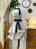 New Simple Silvery Spaghetti Strap A-line Satin Short Homecoming Dresses TP3920