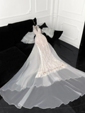Elegant Ivory Applique Design Mermaid Wedding Dress TP4222