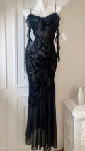 Black Dress Outfit Party Fitted Formal Evening Party Gowns