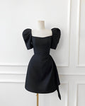 Cute Black Short Sleeves Homecoming Dress Simple Burgundy Party Hoco Dresses