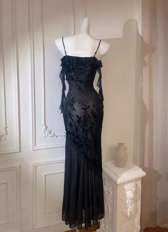 Black Dress Outfit Party Fitted Formal Evening Party Gowns