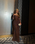 Brown Formal Dress Long Classy Prom Outfit with Jackets