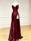 Tight Formal Dresses Long Classy,Leg Split Prom Dress