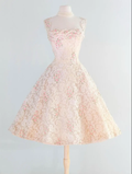 Retro Pink Floral Exquisite Embroidery Design A-Line Short Homecoming Dress Party Dress TP4195