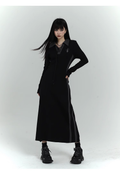New Fashion Design Sense Long Black Long-sleeved Dress TP2920