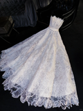Elegant Strapless Lace Embroidery Satin Belt Wedding Dress TP5388