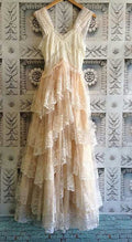 A line Lace Prom Dresses Tiered Elegant Formal Dress
