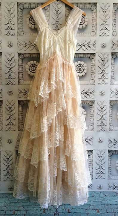 A line Lace Prom Dresses Tiered Elegant Formal Dress