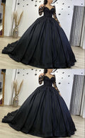 Black Long Sleeve Ball Gown Wedding Dresses Prom Dress