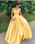 Prom Dresses Split, Yellow prom party dress