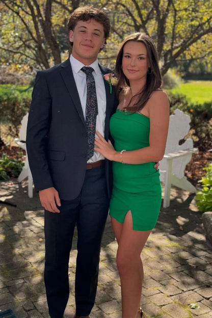 Casual Satin Bodycon Strapless Short Party Homecoming Dress
