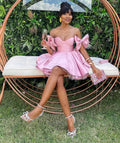 Elegant Short Cocktail Dress A-Line Satin Mini Graduation Dresses