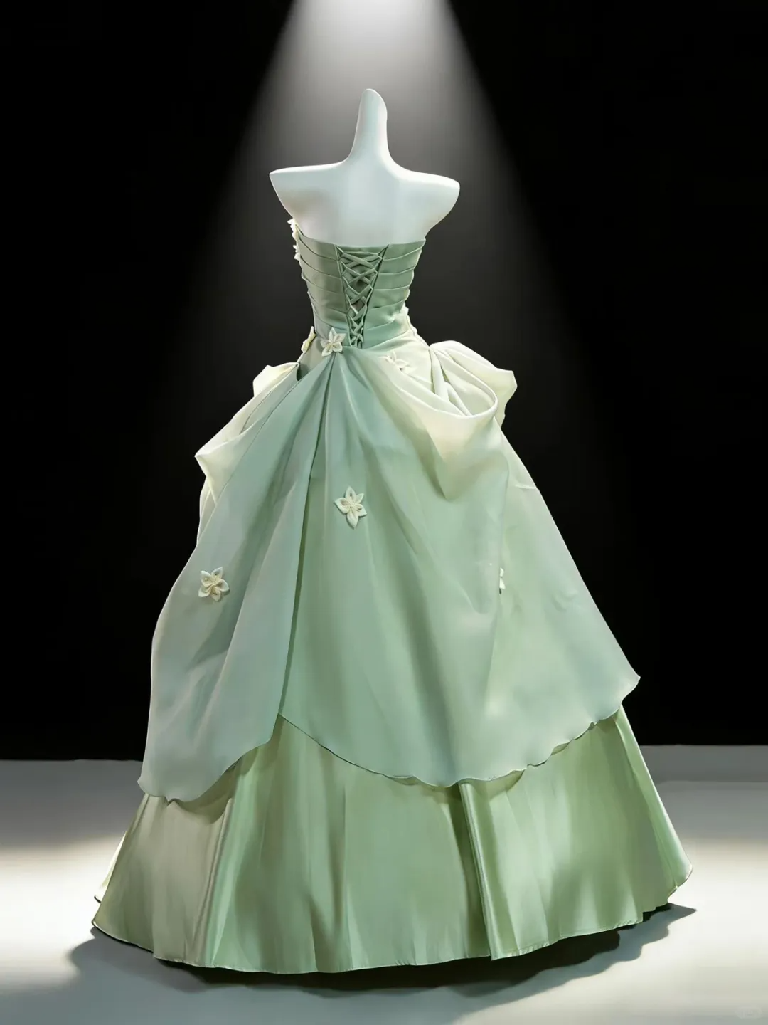 Light Green Strapless Waist-Cinched Long Evening Dress, Fairy Gown, Romantic Gown gh7369