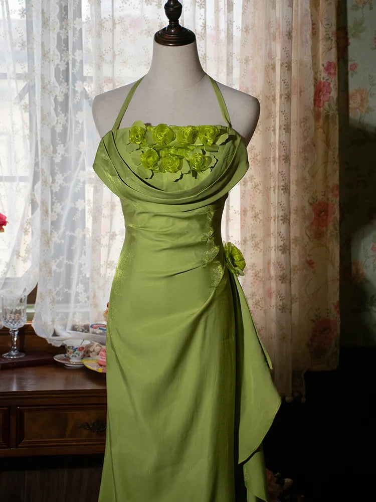 Yellow/Green/Burgundy Shiny Elegant Delicate Floral Backless Long Ball Dress Evening Dress Birthday Party Dress gh3385