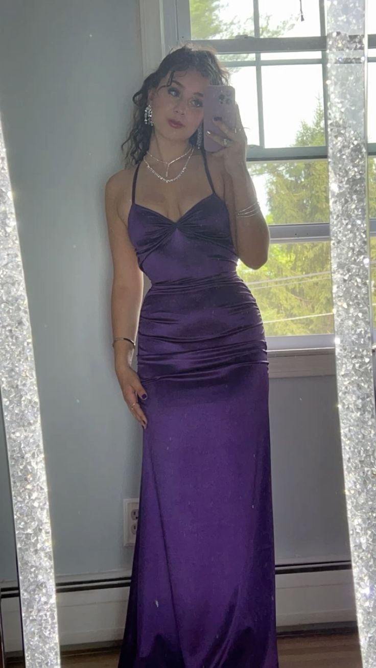 Purple/Blue Fashion Elegant Sweetheart Neck Strap Long Slim Satin Formal Prom Dress Evening Dress Party Dress Graduation Dress gh3468