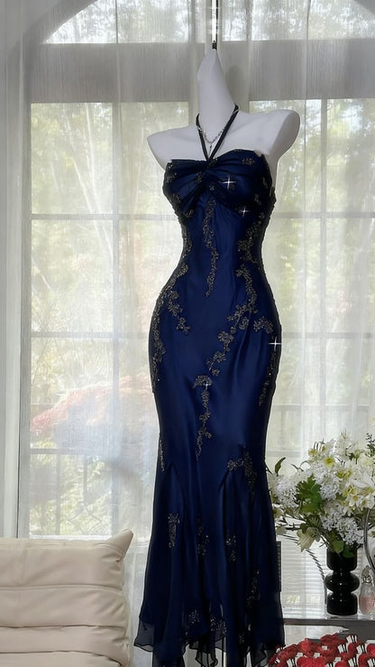 Luxury Dark Green Mermaid Bead Embroidered Chiffon Long Prom Dress Evening Dress P4032